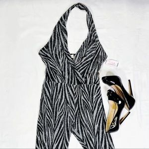 Glitter Jumpsuit Zebra Print